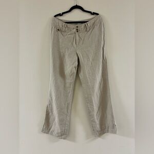 Liz Claiborne Audra 100% Linen Beige Wide Leg Pants Size 12